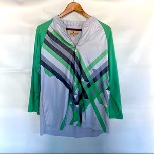 Sport Haley Women's 1/4 zip 3/4 Sleeve Green White Golf Shirt XL